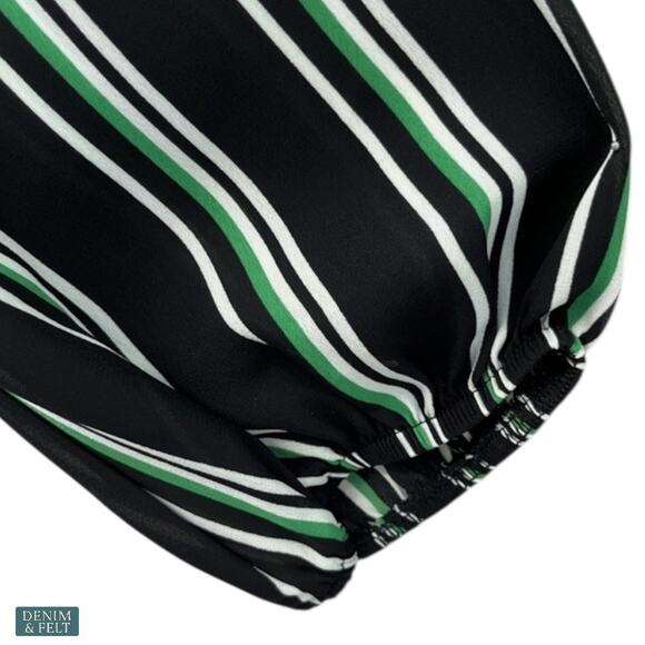 Roz & Ali Black Green Stripe Twist Front 3/4 Sleeve Blouse Plus Size 1X NEW~NWT - Picture 4 of 9
